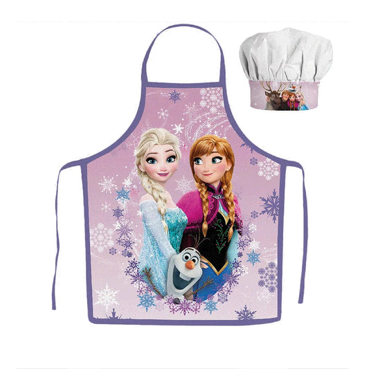 Disney Anna Elsa Frozen Pink Cooking Apron Kindergarten School Baking Set - JFK038420
