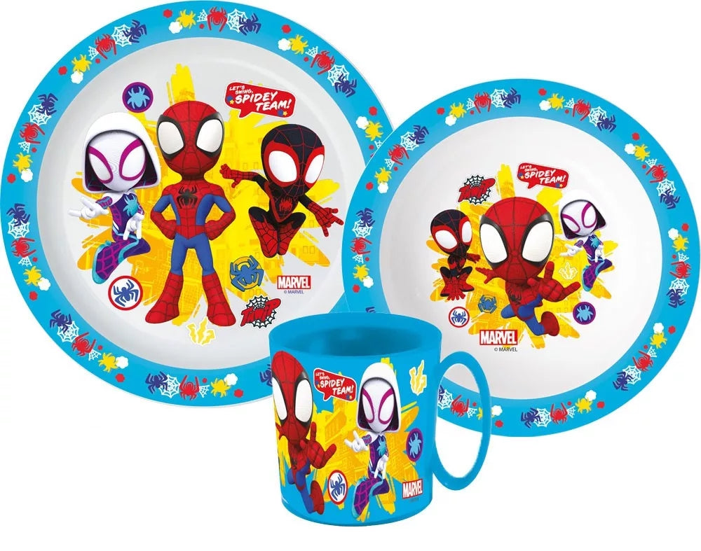 Spiderman Spidey Geschirrset Kinder 3-teilig mit Becher 350 ml - JVL22254