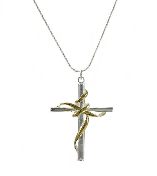 Women's necklace cross Jesus gift pendant zirconia silver-plated Ø 50mm