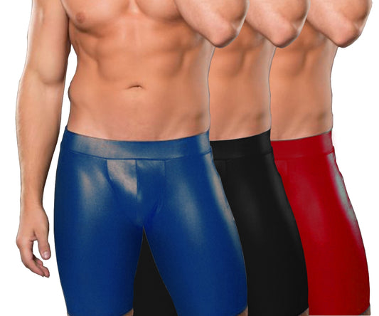 Sexy Leather Shorts Men's Tight Shorts Butt Open Underwear Lingerie L/XL - MP064-1