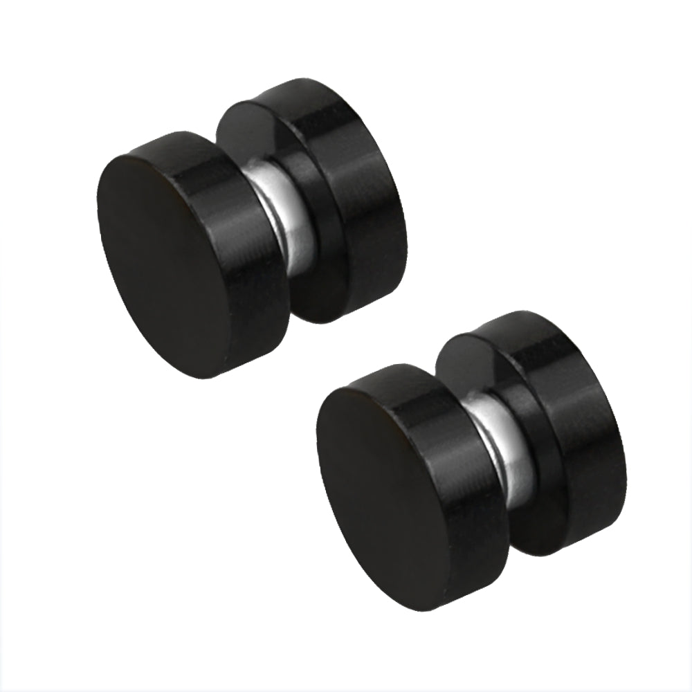 1 Paar Runde Magnet Knopf Edelstahl Anime Gothic Fake Plug Ohrring Ø 8-10mm