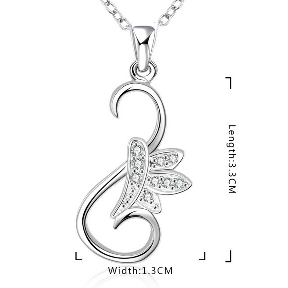 Women's silver necklace set with swan wing zirconia pendant Ø 33mm