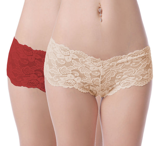 Set of 2 briefs panties Brazilian floral lace underpants S/XL - P5059