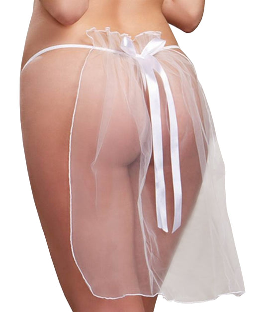 SeXy String Bridal Veil Costume Lingerie Wedding Bachelorette White L/XL