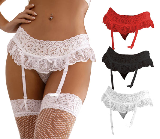 Garter belt underwear suspender lace lingerie girdle suspenders open briefs gogo S/XL