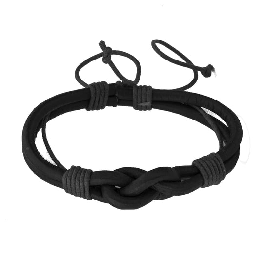 Knot Bracelet Real Leather Braided Surfer Sailor Jewelry Unisex 20cm