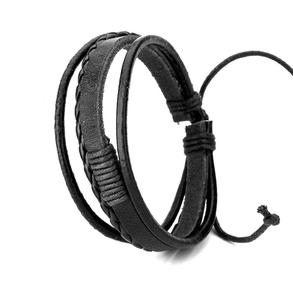 Kordel Armband Echt Leder 4 Reihig Geflochten Handschmuck Unisex 20cm