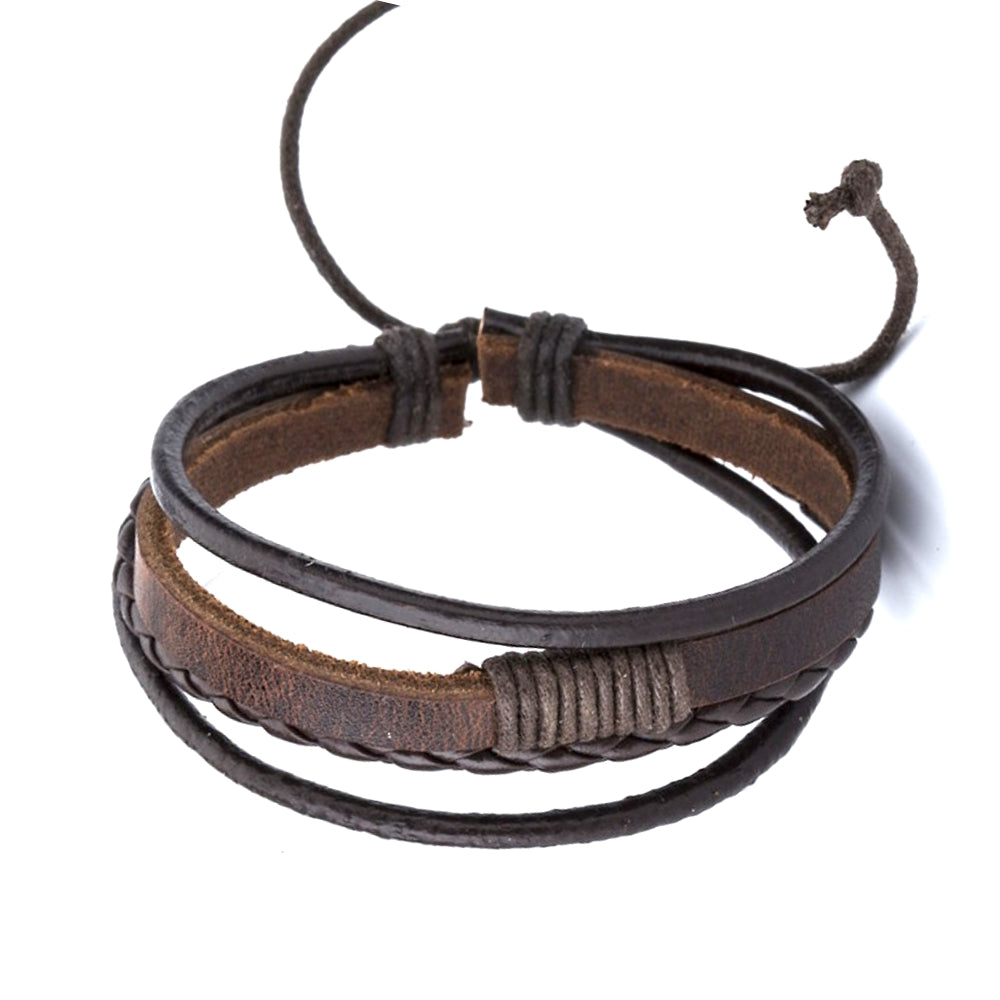 Kordel Armband Echt Leder 4 Reihig Geflochten Handschmuck Unisex 20cm