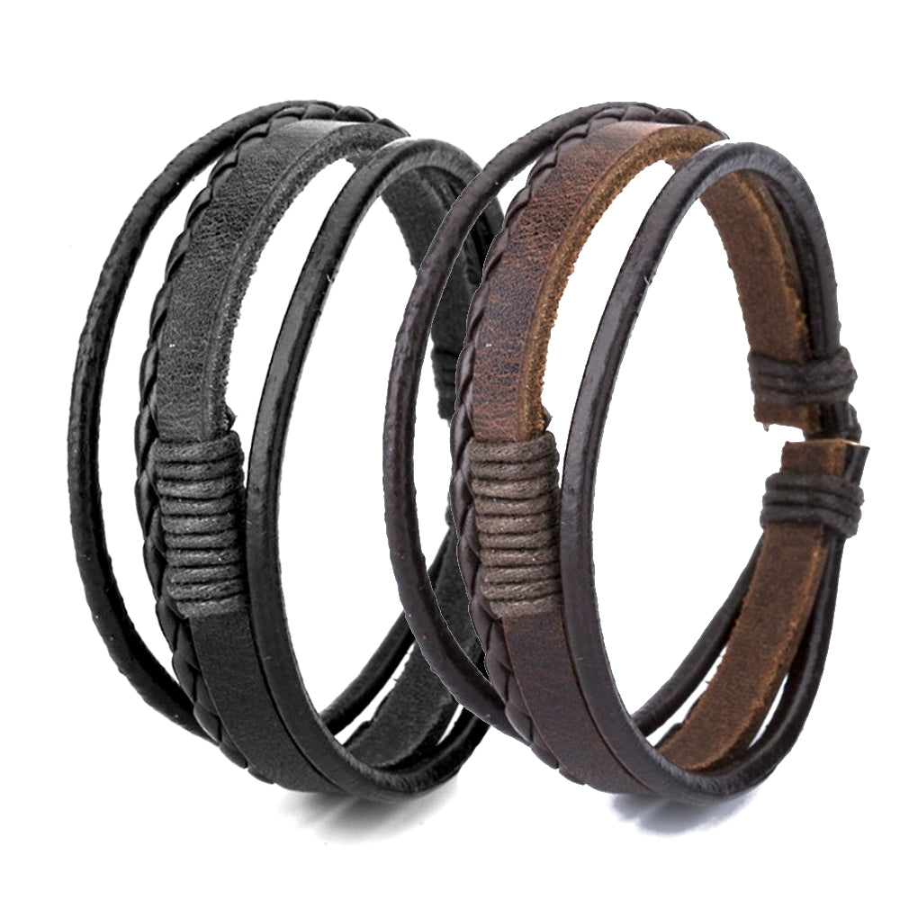 Kordel Armband Echt Leder 4 Reihig Geflochten Handschmuck Unisex 20cm