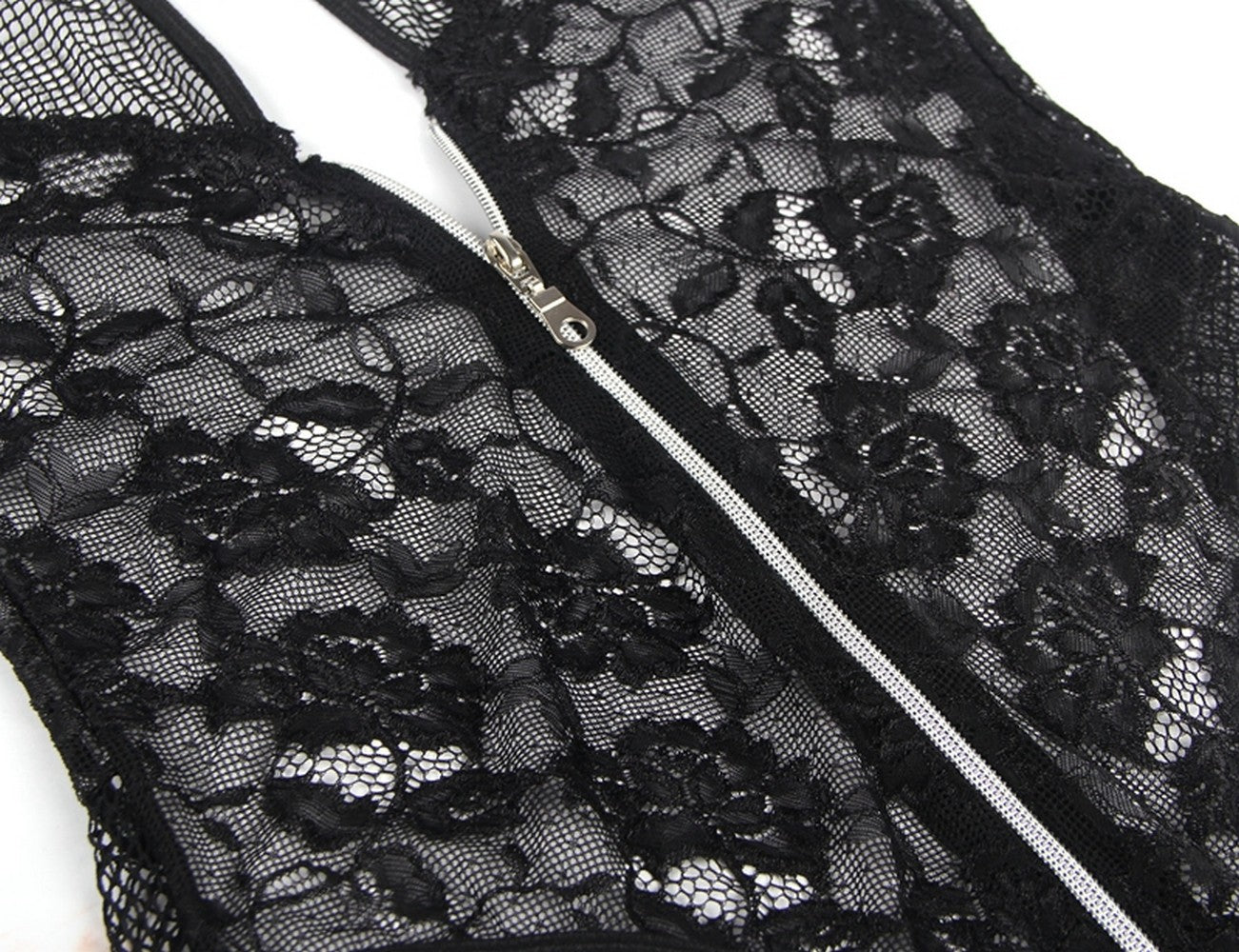 Body Zipper Teddy Underwear Flowers Women's Lingerie Sexy Underwear S/M