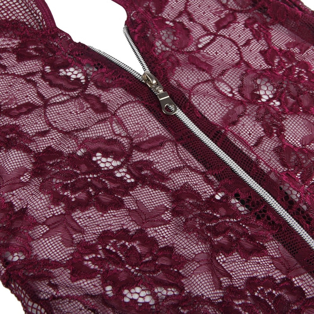 Body Zipper Teddy Underwear Flowers Women's Lingerie Sexy Underwear S/M