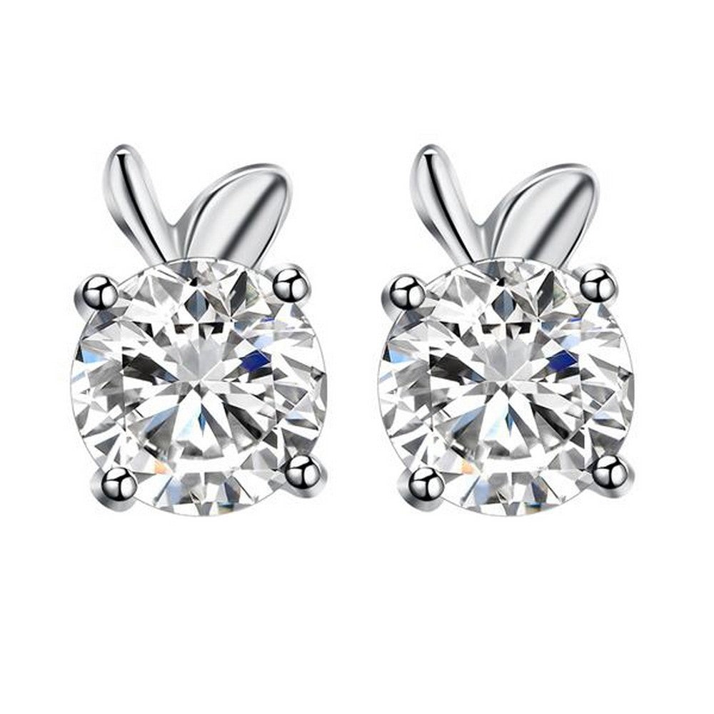 925 Sterling Silver Stud Earrings Apple Children Zirconia Ladies Earrings 5mm