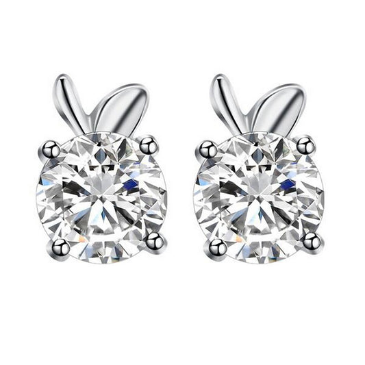 925 Sterling Silver Stud Earrings Apple Children Zirconia Ladies Earrings 5mm