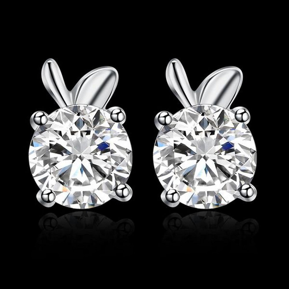 925 Sterling Silver Stud Earrings Apple Children Zirconia Ladies Earrings 5mm