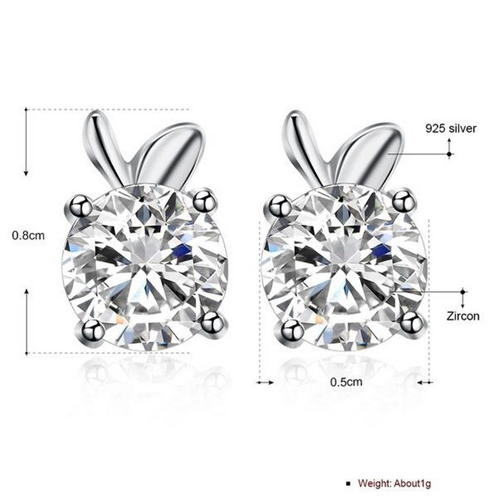 925 Sterling Silver Stud Earrings Apple Children Zirconia Ladies Earrings 5mm