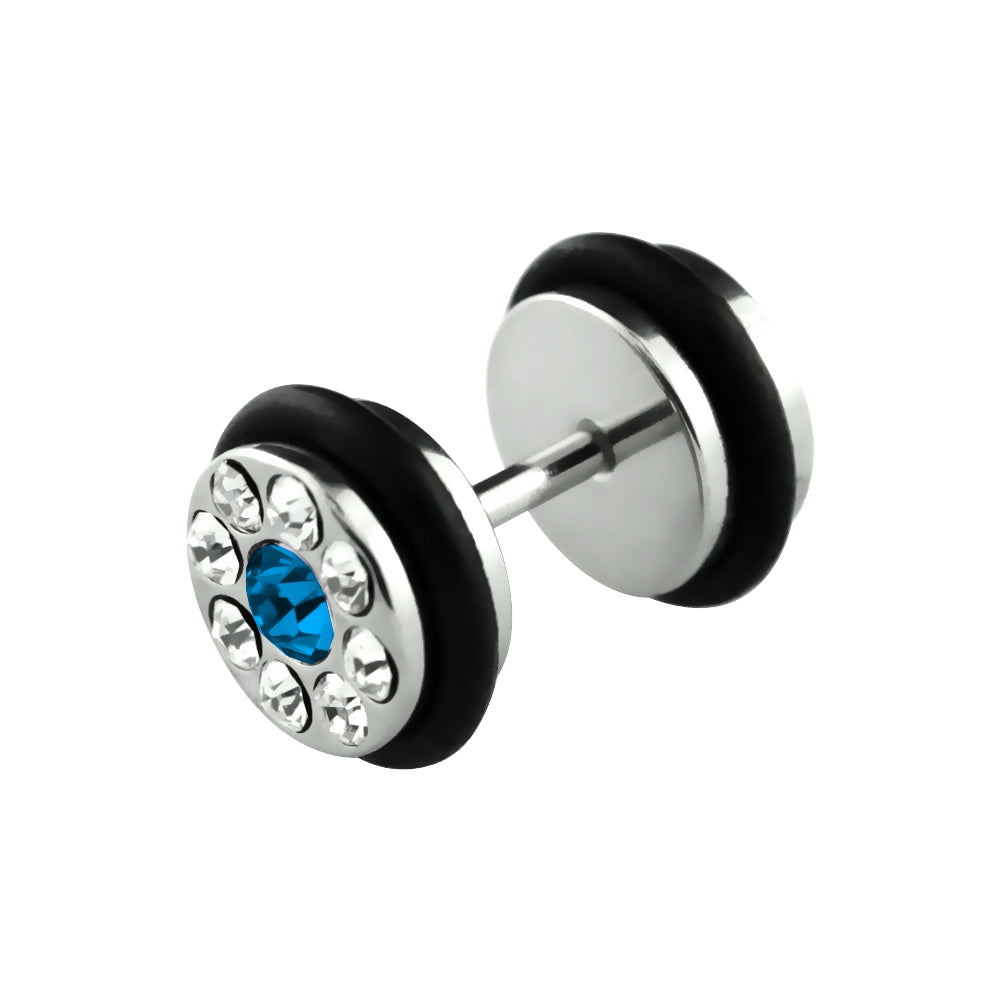 1 Paar Mega Strass Fake Plug Silber Unisex Ohrringe Ohrstecker Ø 10mm