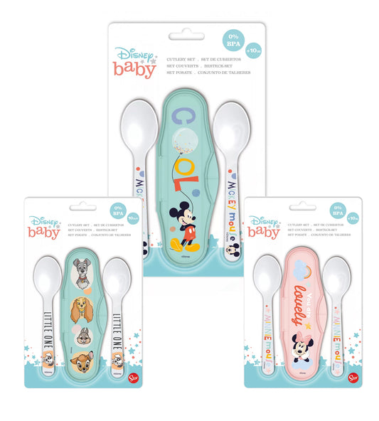 Disney travel cutlery set Mickey Mouse baby tablespoon set kindergarten kids 3 pieces