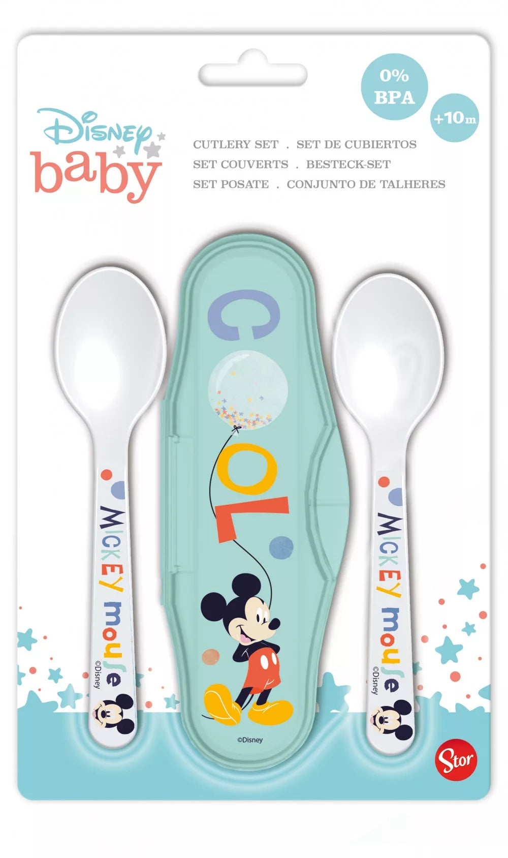 Disney travel cutlery set Mickey Mouse baby tablespoon set kindergarten kids 3 pieces