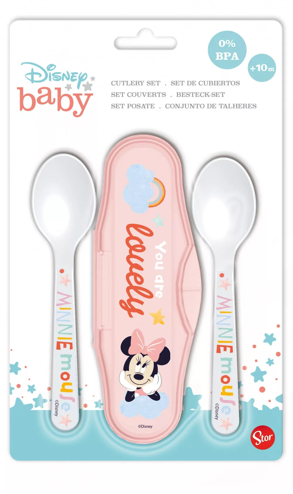 Disney travel cutlery set Mickey Mouse baby tablespoon set kindergarten kids 3 pieces