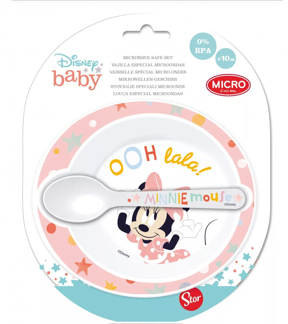 Disney Deep Soup Plate Set Mickey Baby Spoon Kindergarten Kids 2pcs