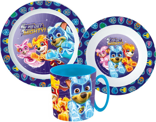 Paw Patrol Mighty Pups Breakfast Set Toddler Tableware Cutlery Set Kindergarten