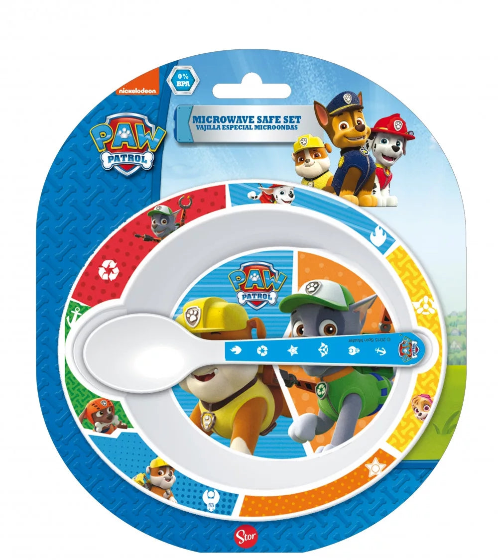 2-teilig Paw Patrol Tiefer Suppen Teller Set Baby Löffel Kindergarten Kids