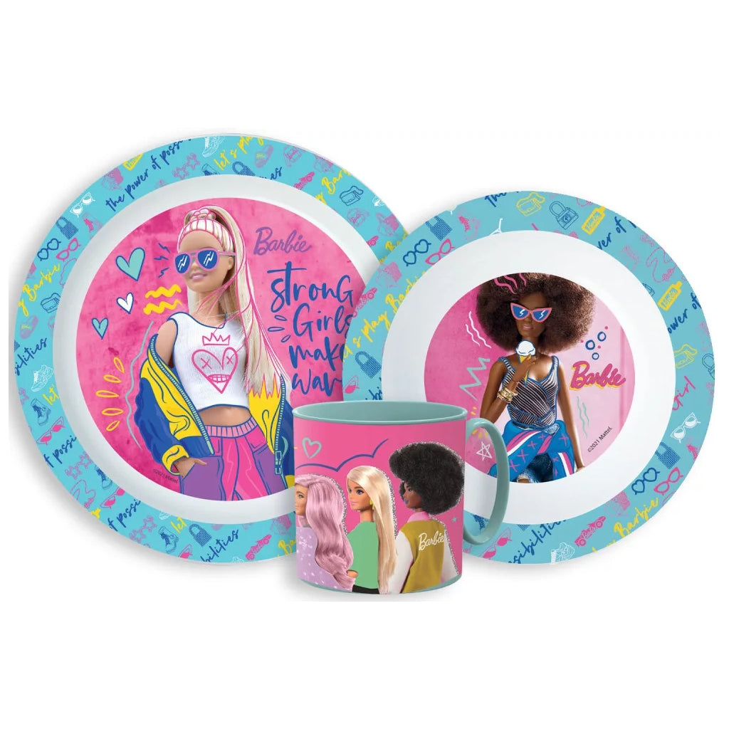 Barbie Kinder Geschirr Frühstücksset Kindergarten Besteckset - STF33363