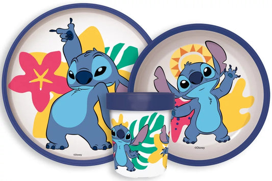 Lilo & Stitch Frühstücksset Geschirr Kindergarten Besteckset Rutschfest 260ml - STF66669