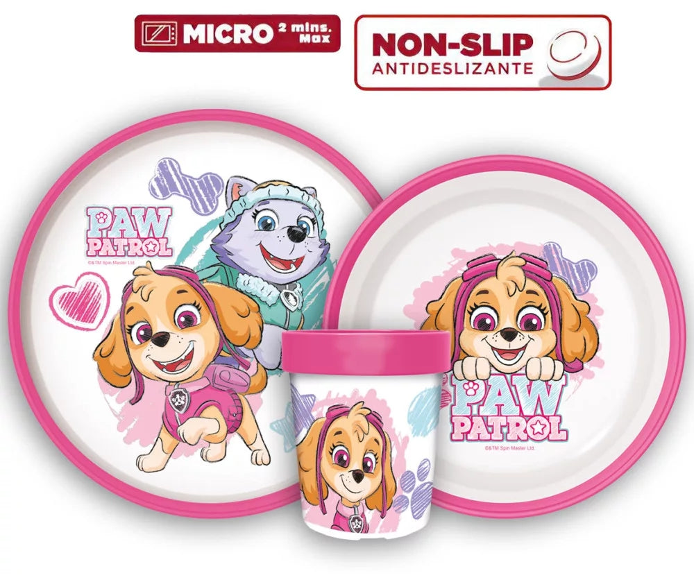 Paw Patrol Geschirr Set Mädchen Sky Kindergarten Rutschfest 260ml - STF66674