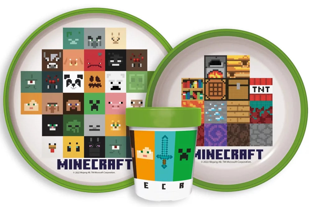 Minecraft Dinnerware Set Breakfast Toddler Kindergarten Non-Slip 260ml - STF66677