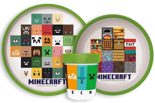 Minecraft Dinnerware Set Breakfast Toddler Kindergarten Non-Slip 260ml - STF66677