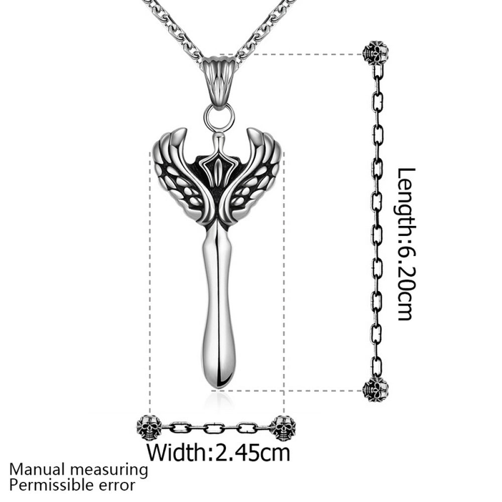 Men's necklace stainless steel with sword wings crown men skull jewelry Ø 62mm