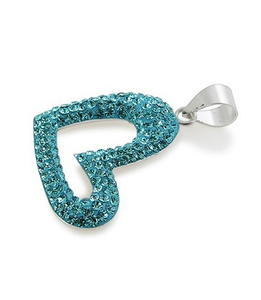 925 Sterling Silver 3D Heart Black Pendant Rhinestone Zirconia Chain Ø 23mm