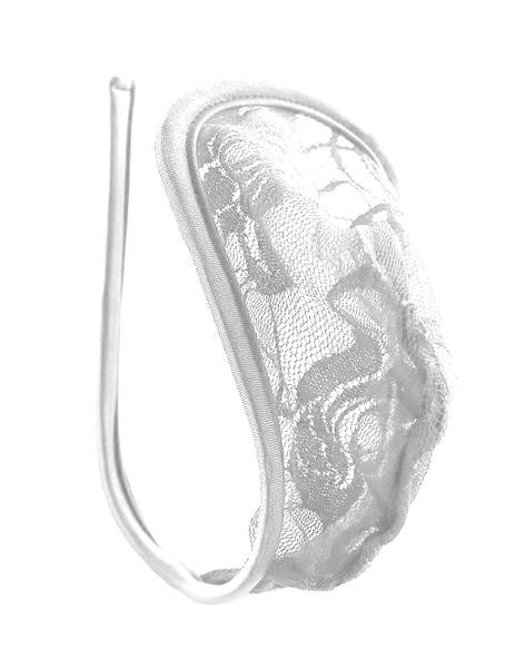 Men's C-string lace floral pattern white men's thong mini briefs lingerie swimwear S/M/L