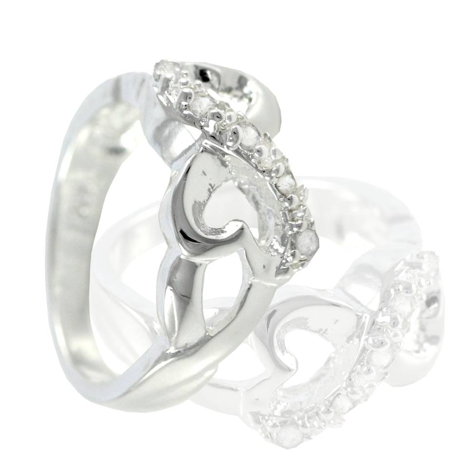 Edle Damenringe Herz Luxus Zirkonia Versilbert Strass Modelle #5 Ring Größe 7
