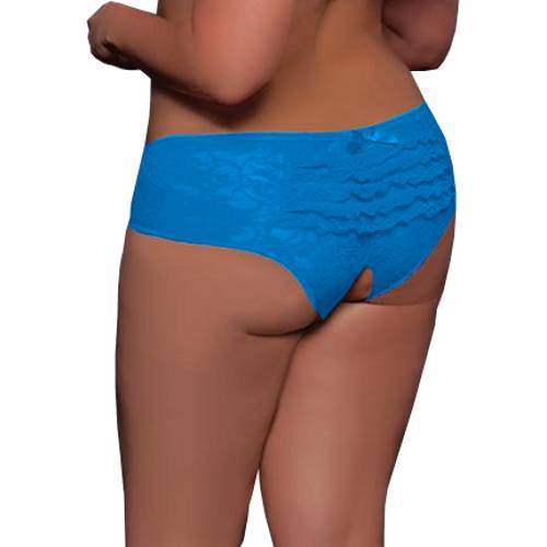 Sexy Women's Lace Floral Turquoise Open Butt Panties Thong Lingerie Size XL/XXL