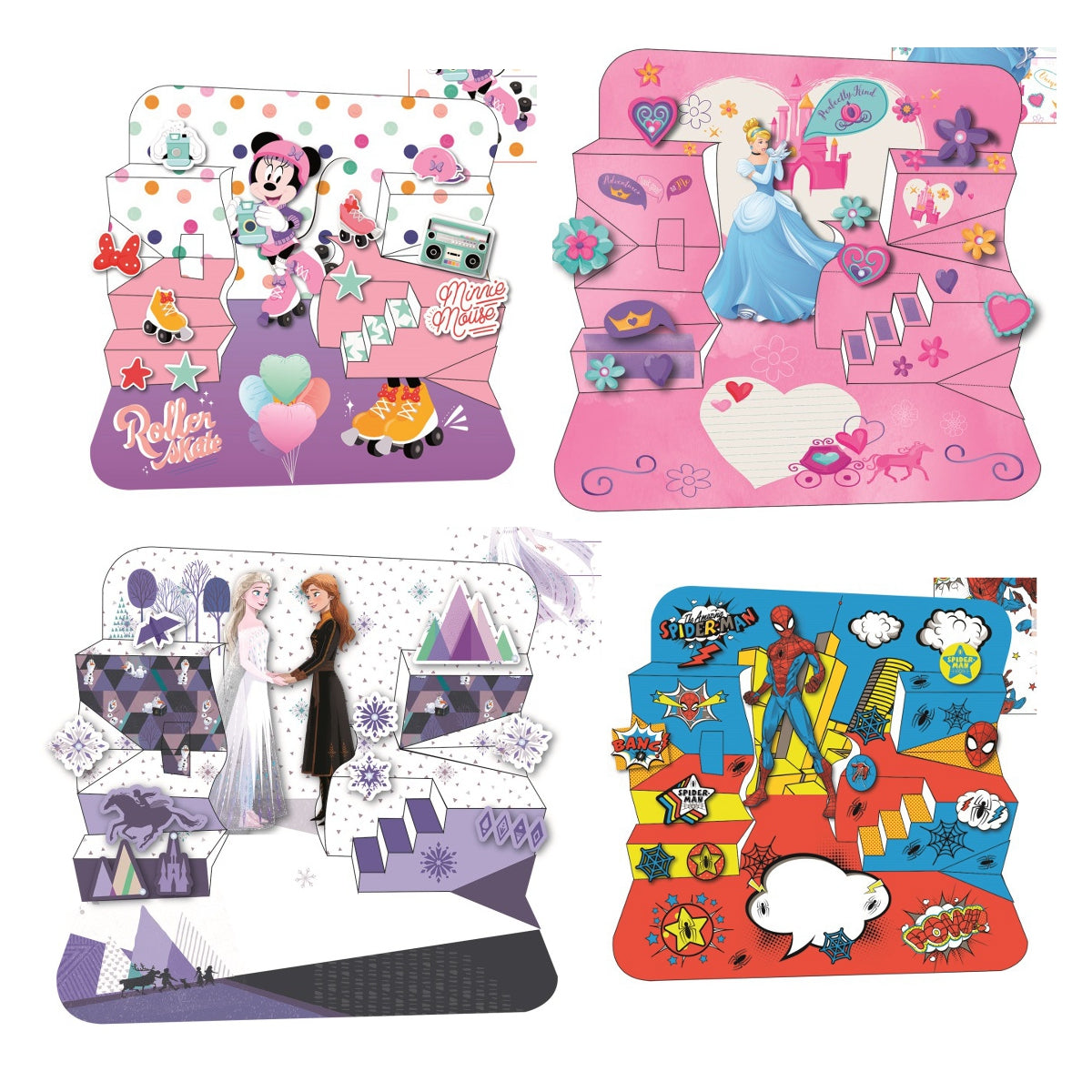 Children's 3D greeting card birthday invitation card Frozen Spiderman Minnie Mouse