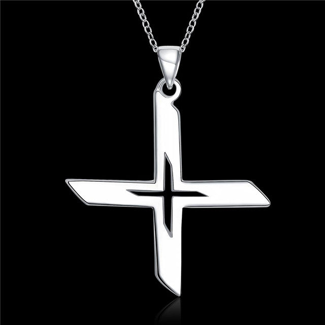 Unisex Silver Ninja Star Massive Necklace X Man Pendant Ø 30mm