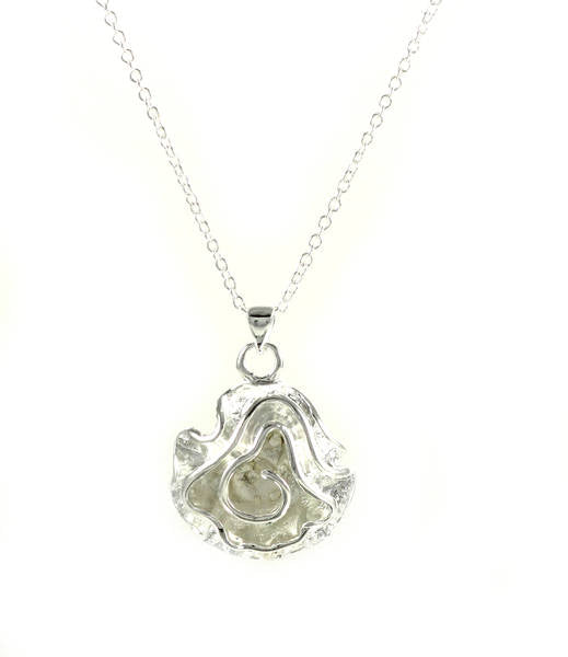 Fashion ladies necklace water lily shell women gift pendant silver Ø 24mm