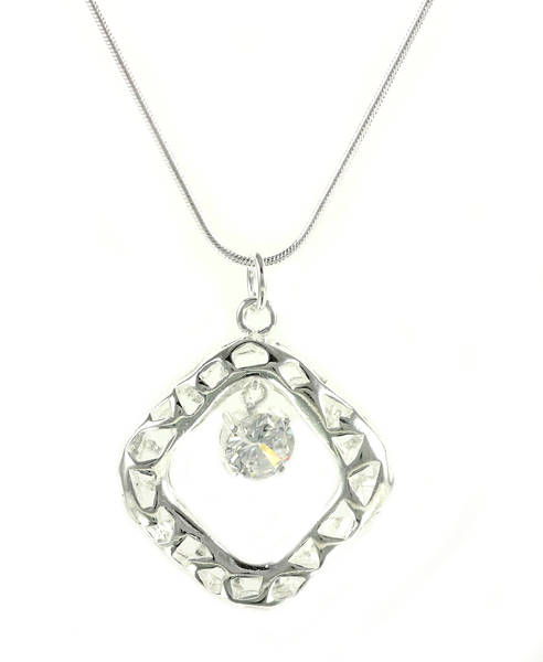 Luxury ladies necklace rhinestone jewelry set pendant silver plated Ø 31mm