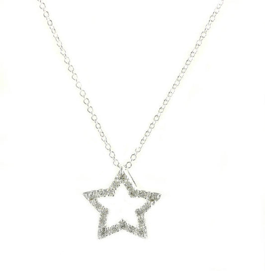 Star Zirconia Necklace Rhinestone Gift Set Pendant Silver Plated Ø 20mm