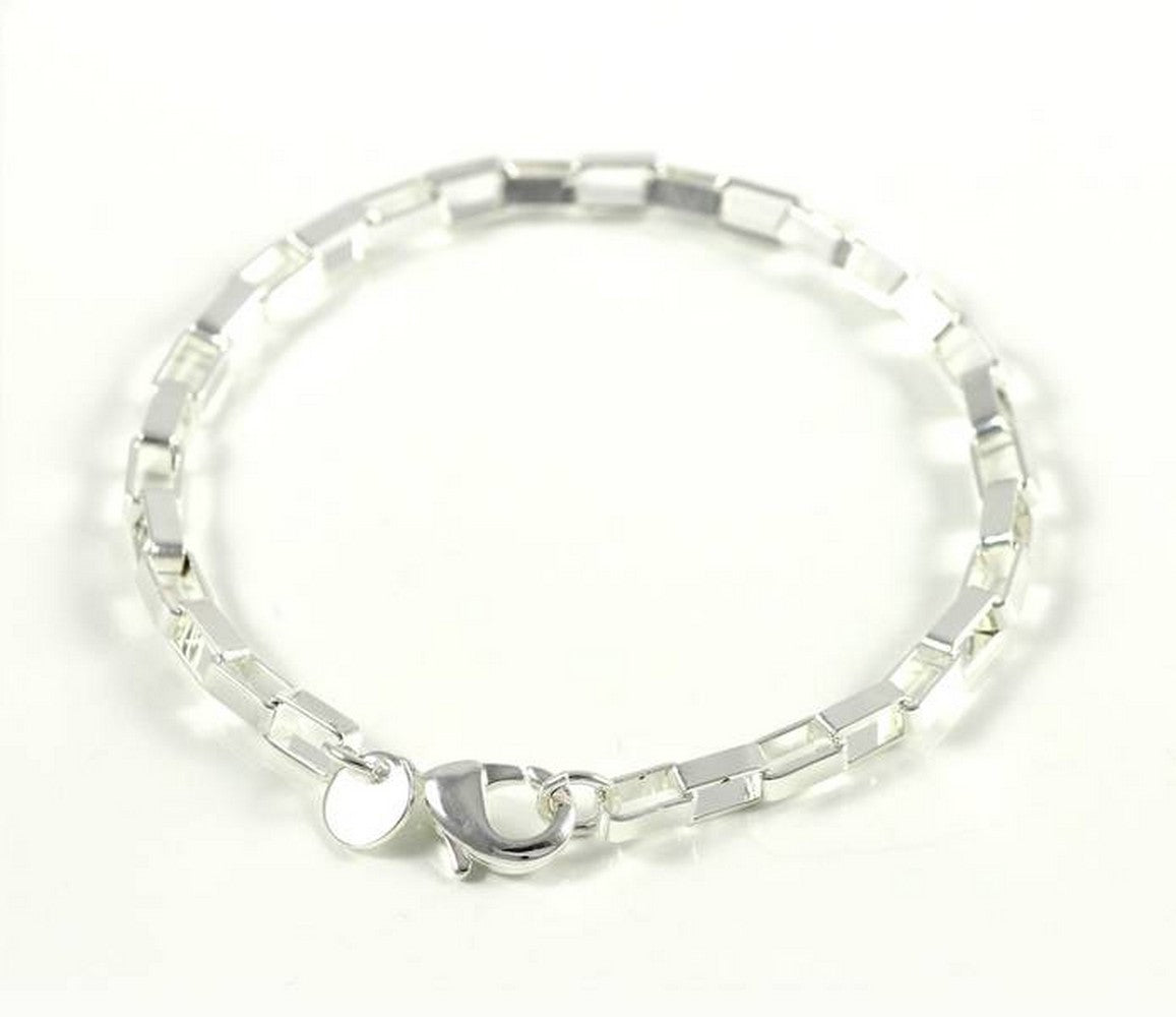 Bracelet bangles silver fashion jewelry 925 silver plated curb chain 19cm