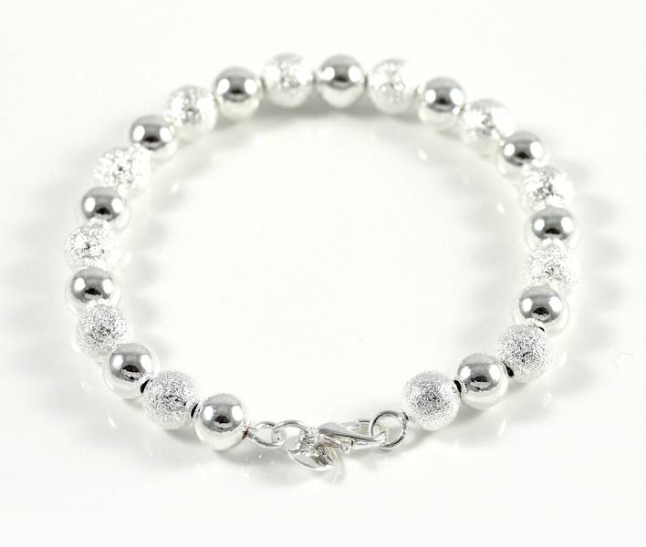 8mm ladies pearl bracelet gift rhinestone jewelry bangle silver plated Ø 60mm