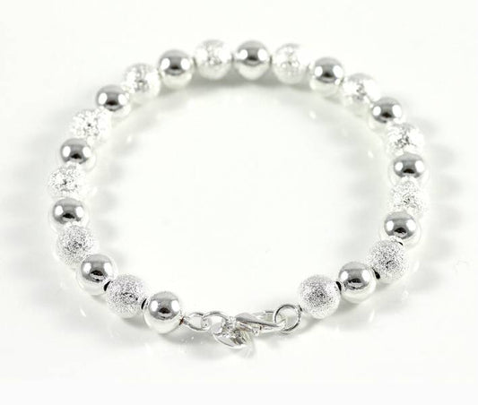 8mm ladies pearl bracelet gift rhinestone jewelry bangle silver plated Ø 60mm