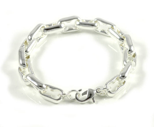 9mm curb chain bracelet bangle rockabilly silver plated Ø 60mm