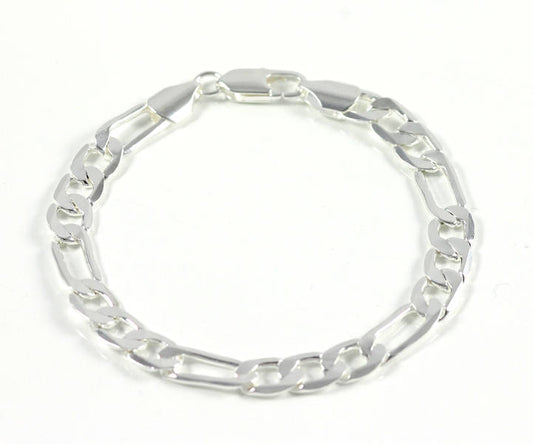 8mm men's bracelet curb chain jewelry gift silver-plated Ø 70mm