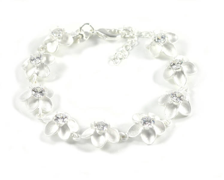 Lau-Fashion Blumen Armband Silber Zirkonia Strass Geschenk Damen Schmuck Ø 60mm
