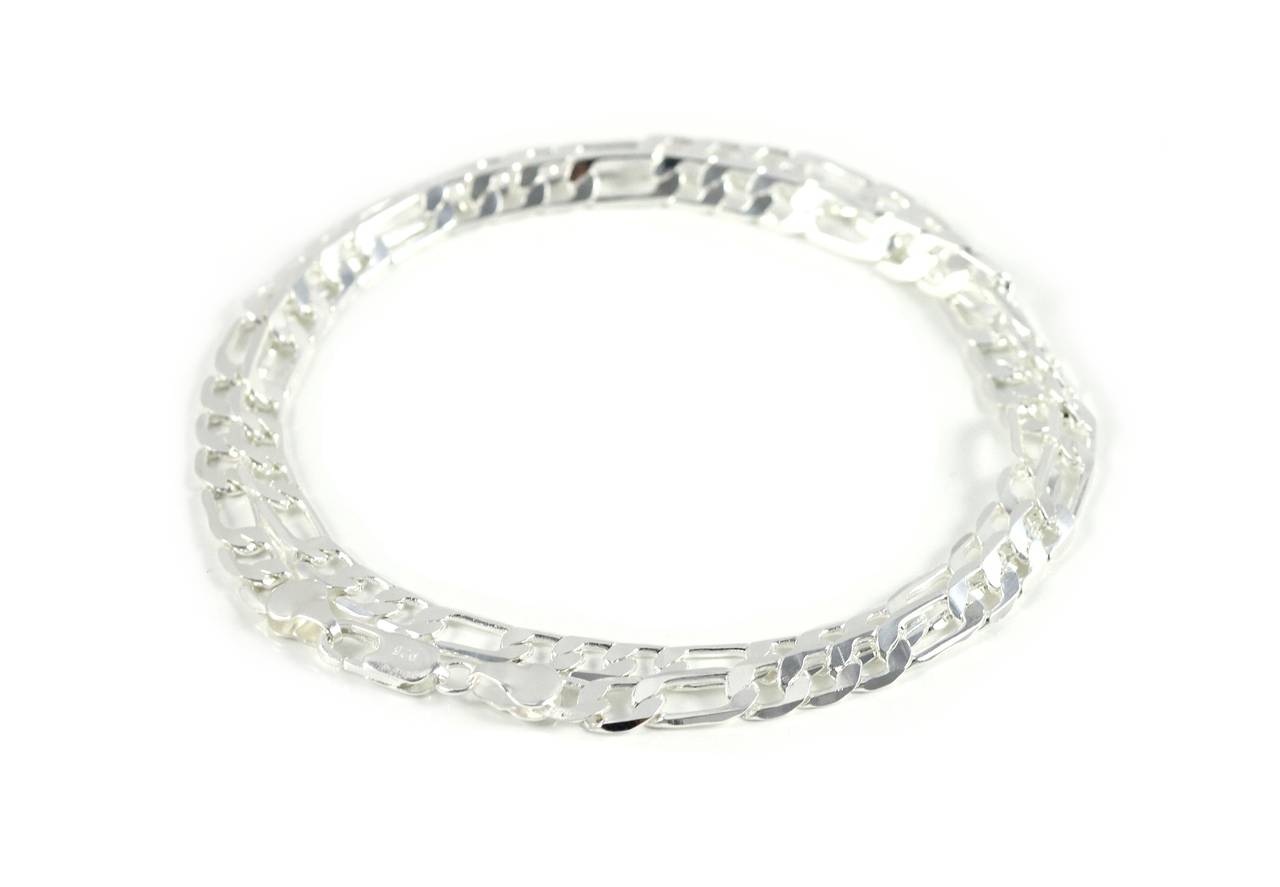 Men's Figaro King Chain Luxury Necklace 50cm Silver Plated Ø 6mm