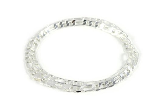 Men's Figaro King Chain Luxury Necklace 50cm Silver Plated Ø 6mm