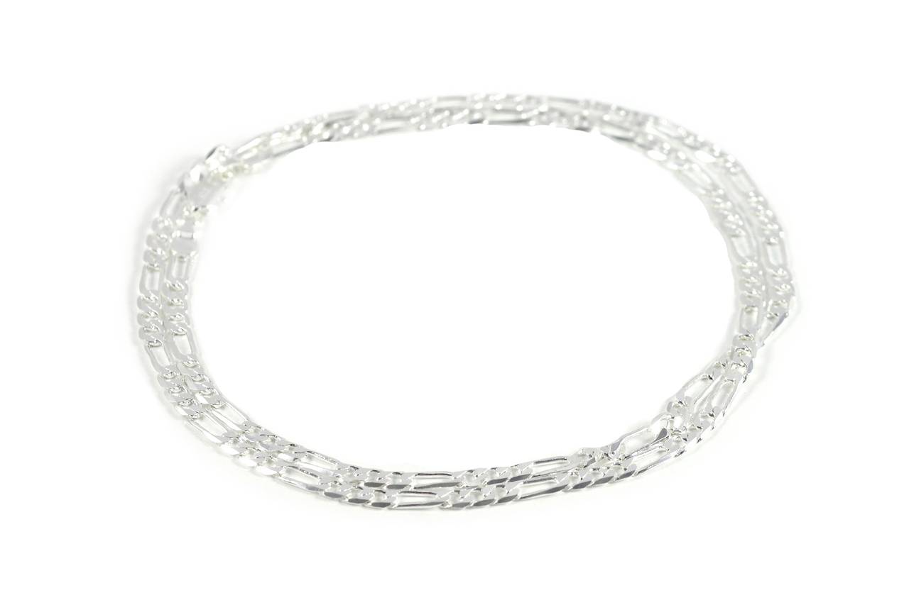 SeXy Luxury Necklace Figaro Curb Chain 60cm Silver Plated Ø 4mm